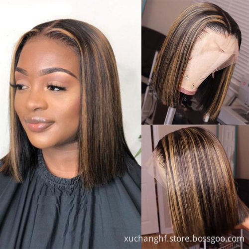 Indian Hair Raw Unprocessed Virgin Human Hair Lace Frontals Small Knots Hair Bob Wigs Short Bob Lace Front Wig